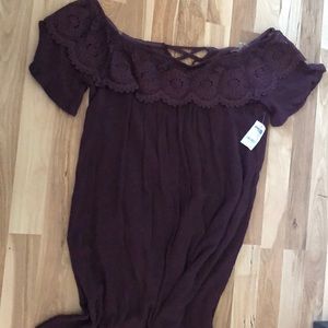 Off the shoulder maroon dress